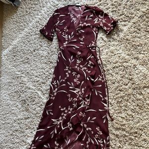 Lulu burgundy floral wrap maxi dress